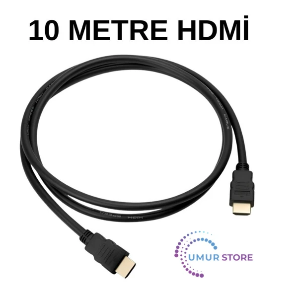 HDMI Kablo 10 Metre – 1080p Full HD, Siyah Renk, Altın Uçlu Uzun Mesafe TV Bağlantı Kablosu ürün görseli 1