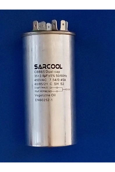 sarcool Klima Kondansatör 35+2,5 Uf 450 V Ac Kapasitör Cbb65 ürün görseli 1