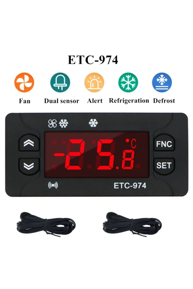 JUANJUAN ETC-974 Sıcaklık Kontrol Cihazı Dijital Ekran Çift NTC Sensörü 100°C 119°C ürün görseli 1