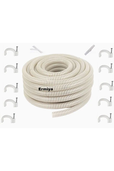 Ermiya Arçelik Beko Altus Grundıg Klima İçin Drenaj Tahliye Hortumu 10 Metre+10 Kroşe Çivi + 2 Ek-+ 1  Y ürün görseli 1