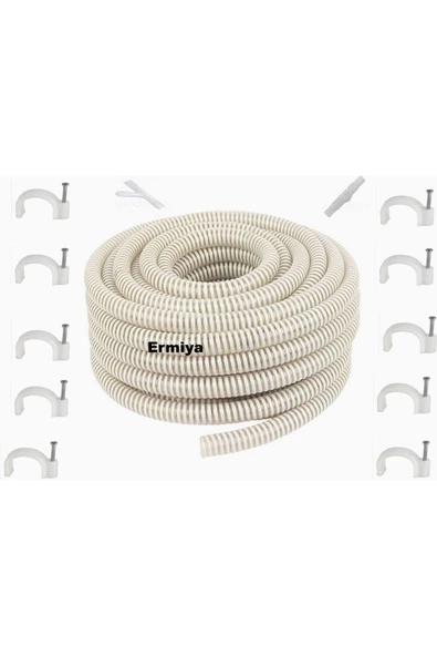 Ermiya Klima Su Tahliye Hortumu 10 Metre Drenaj Hortum 15 Çivi-2 Ek-1 Y+ 1 Pipo-1 Dekoratif Bant