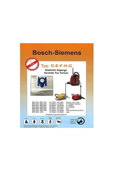 Ermiya Siemens Bosch Type G Elektrikli Süpürge Toz Torbası G Tipi 20 Ad Toz Torbası Kumaş - Resim 2