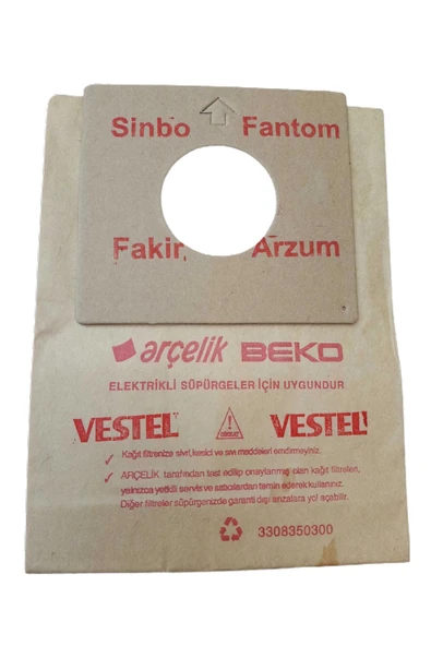 Ermiya Vestel T20 S-T20 B-MELTEM T4500-Yıldız T7500-YILDIZ T8500-Elektrikli Süpürge 25 Ad Kağıt Toz Torbası ürün görseli 1