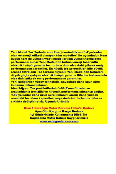 Arçelik Rowenta Ro6441 Elektrikli Süpürge 30 Ad Bez Kumaş Toz Torbası - 3
