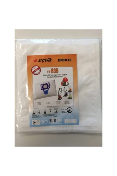 Ermiya Arçelik - Beko Tt635 Süpürge Torbası 25 Adet (5li Paket) ürün görseli 1