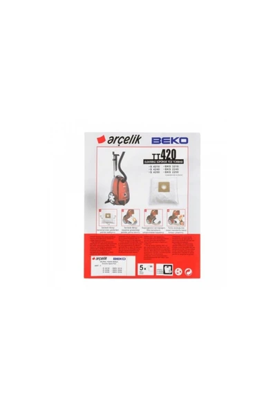 Ermiya 5 Adet Beko BKS 2540 T Elektirikli Süpürge Bez Kumaş Toz Torbası+Performer Motor Koruma Filtresi ürün görseli 1