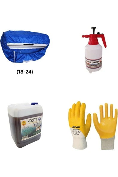 Ermiya 9000 /12000/18000 Btü Branda / Klima Temizleme Kimyasal 5 Lt Sıvısı /Eldiven/3 Metre Hortum / Pompa ürün görseli 1