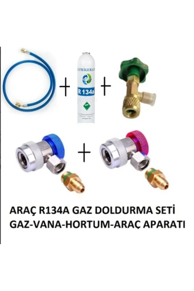 sarcool R 134a Gazlara Uyumlu Araç Gaz Doldurma Seti (gaz+vana+hortum+aparat) ürün görseli 1