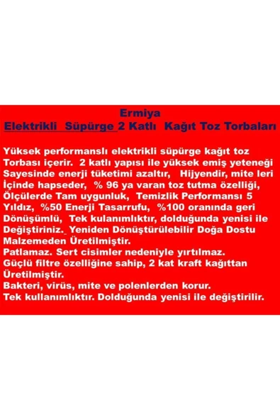 Dogant Sinbo Svc 3449 Uyumlu Elektirikli Süpürge 25 Adet Kağıt Toz Torbası 4 lt - 4