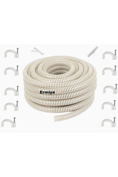 Ermiya Universal Klima Su Tahliye Hortumu 35 Metre Drenaj Tahliye Hortum 35 Kroşe Çivi 2 Ek Parça 1 Y - 1