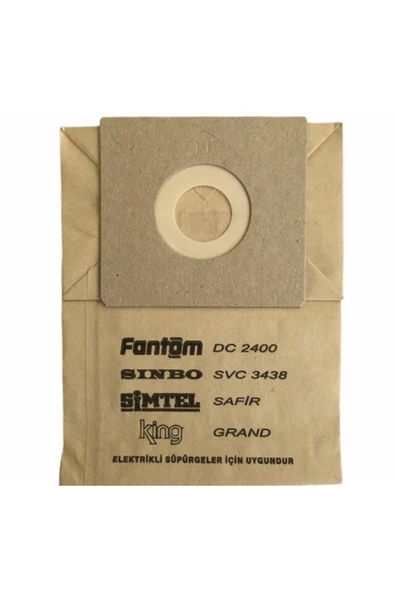 Sinbo 1400 1600 Svc 3420 3438 3445 3449 8603 Uyumlu Süpürge Astarlı (çift Kat) Kağıt Toz Torbası 10 Adet ürün görseli 1