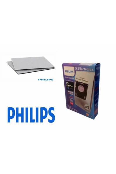 Ermiya 5 Adet Yeni Kutu Philips 3000 Series Xd3110/09 900 W Toz Torbası/ Performer Motor Koruma Filtresi ürün görseli 1
