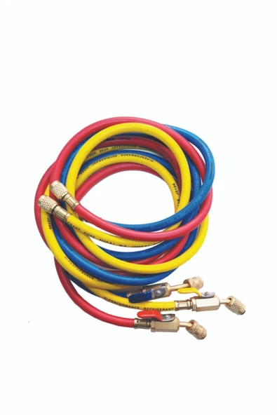 TECHSUN Gaz Şarj Hortumu Vanalı 3'lü Takım 90cm R410a ürün görseli 1