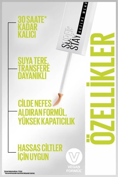 MAYBELLİNE NEW YORK SUPERSTAY ACTİVE WEAR 30 SAATE KALICI KAPATICI 30 HONEY - 6
