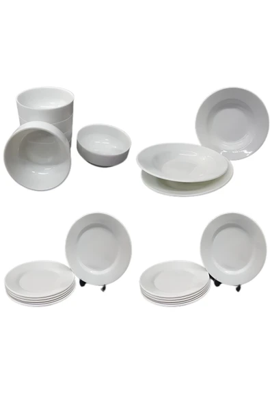 Ermiya 16 Parça 4 Kişilik Termostar Koni Hitit Melamin Yemek Takımı Beyaz ürün görseli 1