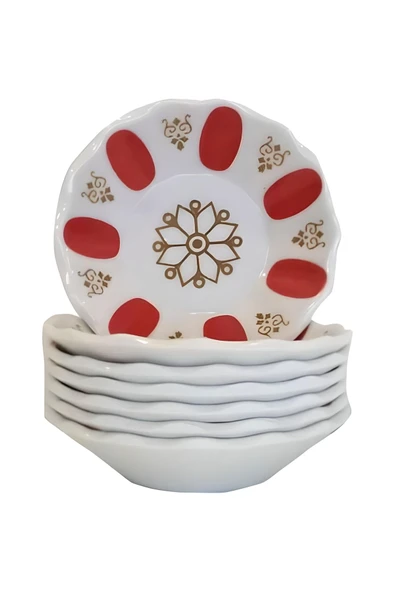 Ermiya Melamin Kırmızı Beyaz Kahveci Çay Tabağı 6 Adet+48 Ad Alana 6 Ad Bedava ürün görseli 1