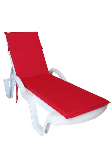 Ermiya 2 adet Şezlong Minderi Su Geçirmez Fermuarlı -kırmızı 180*55*5 cm ürün görseli 1