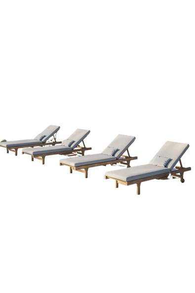 Ermiya 4 Adet Yalı Bey Şezlong Minderi 180-55-5 Cm Su Geçirmez Fermuarlı Dış Mekan Kumaşı ürün görseli 1