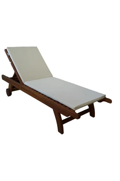 teknotrust 2 Adet Bej Şezlong Minderi Imperteks Su Geçirmez Kumaşlı 55x180x5 Cm. Ahşap ürün görseli 1