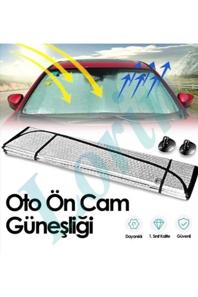 Drexpress Araba Ön Cam Güneşlik Araç Içi Ön Cam Vantuzlu Katlanır Güneşlik Koruyucu 130 Cmx60 Cm - Resim 2
