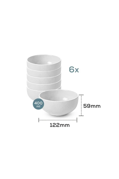Ermiya Teppanyaki 12 Adet Joker Çorba Kase Melamin 12*6 Cm Beyaz ürün görseli 1