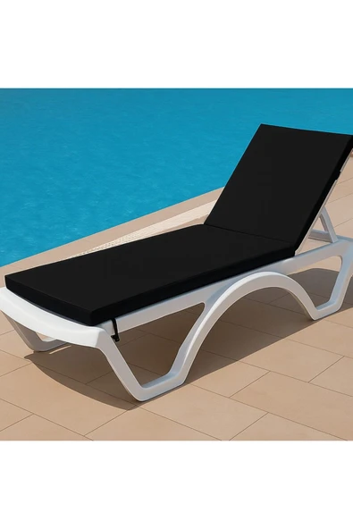 Ermiya 2 Adet Süngersiz DÜŞLER EV TEKSTİLİ Antrasit Su Geçirmez Şezlong Minderi 180*55*5 Cm ürün görseli 1