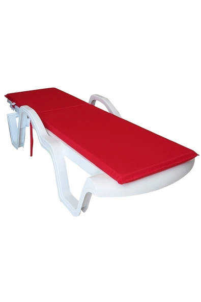 Ermiya 2 adet Şezlong Minderi Su Geçirmez Fermuarlı -kırmızı 180*55*5 cm - Resim 3