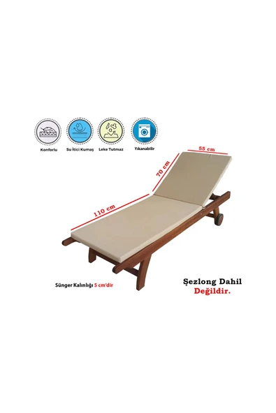 ALDA Spor Tekstil Yıkanabilir Akrilik Kumaş Şezlong Minderi 55x180x5 Cm ürün görseli 1