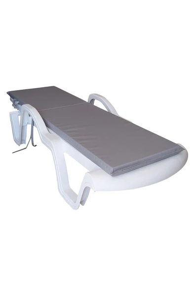 Ermiya 2 Adet Şezlong Minderi Su Geçirmez Fermuarlı -açık Gri 180*55*5 Cm Yıkanır Silinir Fermuarlı - Resim 3