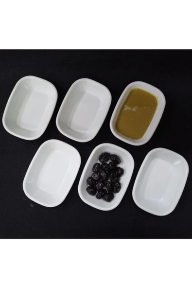 Ermiya 12 Adet Sosluk Kahvaltı Tabağı Beyaz Melamin 14x9cm Çerezlik Lokanta Tabldot Serpme Kahvaltıda Ideal ürün görseli 1