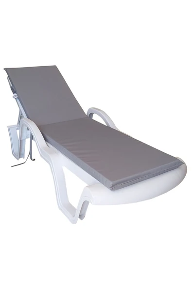 Ermiya 2 Adet Şezlong Minderi Su Geçirmez Fermuarlı -açık Gri 180*55*5 Cm Yıkanır Silinir Fermuarlı - Resim 2