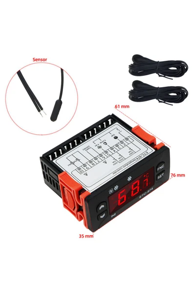 JUANJUAN ETC-974 Sıcaklık Kontrol Cihazı Buzdolabı Buz Çözme Isıtma Kontrol Termoregülatörü Çift ... - Resim 3