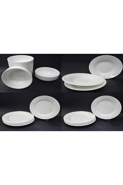 Ermiya 16 Parça Öğrenci Ve Bekar Için 4 Kişilik Melamin Yemek Takımı Seti Beyaz ürün görseli 1
