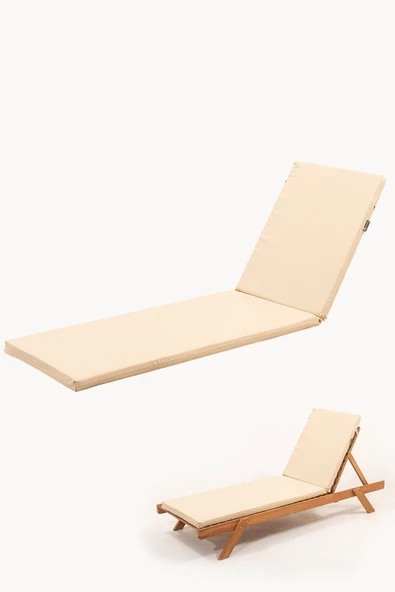Ermiya 180*55*5 cm Armida Şezlong Minderi - Krem Bej Ahşap ürün görseli 1