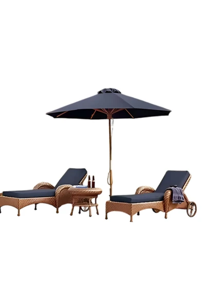 Ermiya 2 Adet Kaş Hidayet Koyu Şezlong Minderi 180*55*5m Cm Fermuarlı Yıkanır Silinir ürün görseli 1