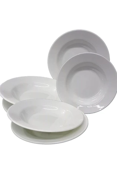 Ermiya 12 Adet Arya Hitit Termostar Beyaz Melamin Servis Tabağı -Çukur Tabak Lokanta Tabağı, 20 Cm ürün görseli 1