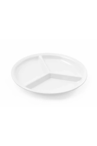 Ermiya Kırılmaz Melamin 3 Bölmeli Diyet Tabağı  25 cm ürün görseli 1