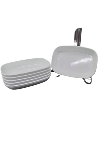Ermiya 20 Ad Beyaz Melamin Botanika Termostar Merid Kayık Salata Tabak 14-17-25-29-32 Cm Ebat Seçiniz - 1