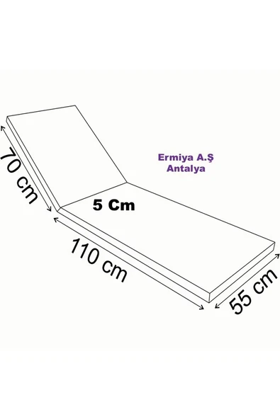 Ermiya Zengoro Şezlong Minderi 180-55-5 Cm Fermuarlı İmpertex Kumaş - Resim 3