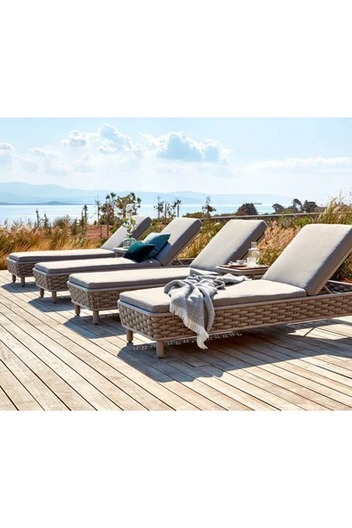 Ermiya 4 Ad Death Valley 180*55*5 cm Şezlong Minderi Fermuarlı Yıkanır Silinir Krem ürün görseli 1