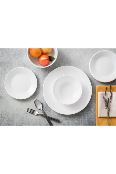 Ermiya 6 Ad Hiti Arya Melamin 12 Cm Joker Çorba Kasesi Beyaz 6 Ad 25 Cm Servis Tabak ürün görseli 1