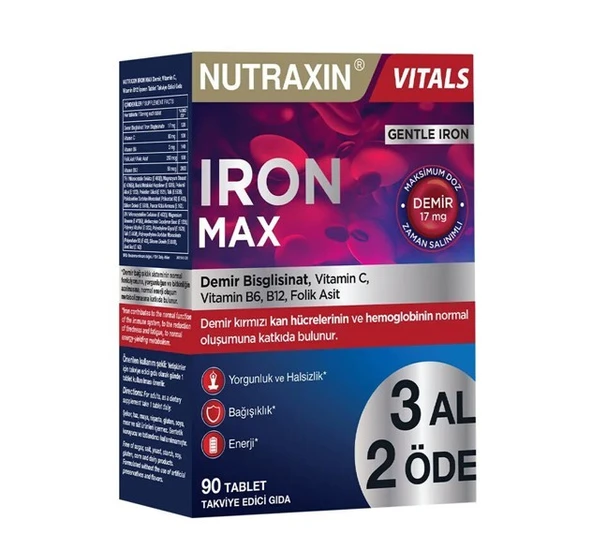 Nutraxin Iron Max 90 Tablet - 3 Al 2 Öde