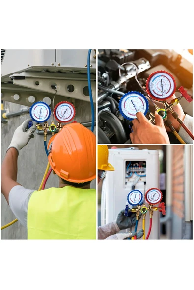 Choice R32 R410a 3 Way AC Diagnostic Manifold Gauge Set for Freon Charging Fits R410a R404A R134a Refrig... - Resim 7