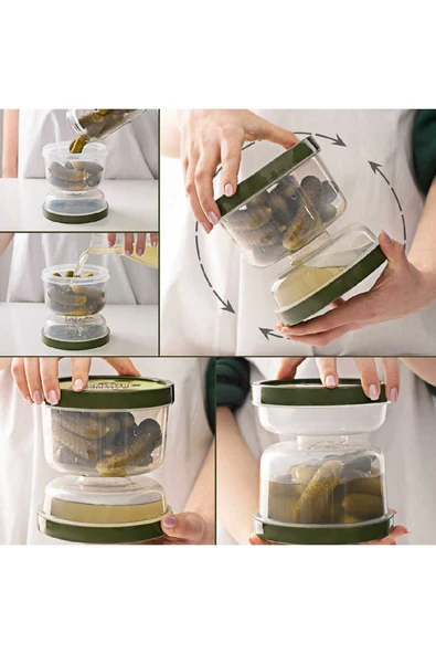 Ermiya Kum Saati Zeytin Turşu Kabı Süzgeçli Zeytinlik Zeytin Turşu Saklama Kabı ürün görseli 1
