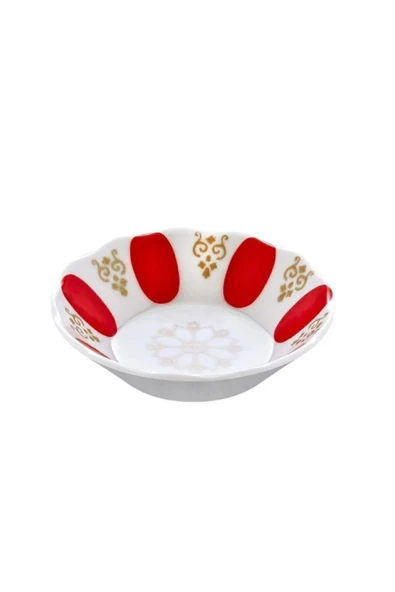 HIRDAVATÇIM06 Kırmızı Beyaz Klasik Melamin Kahveci Tipi Çay Tabağı 6 Adet - Resim 2