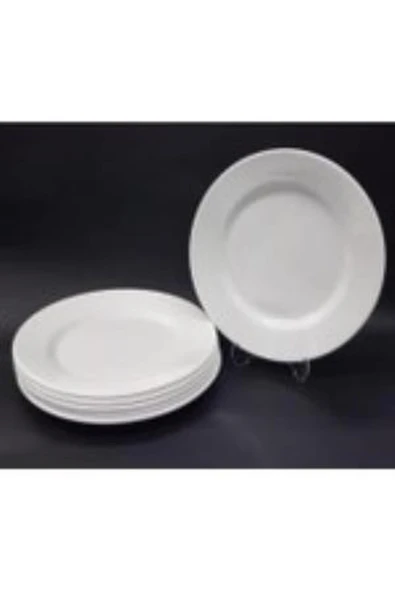 Ermiya 12 Adet Beyaz Melamin Tatlı,pasta Servis Tabağı 21CM Sığ Tabak ürün görseli 1