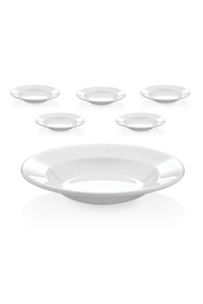 Ermiya Klasik Melamin Yemek Tabağı 12 Parça 21 cm Çukur Tabak Sulu Yemek - Resim 2