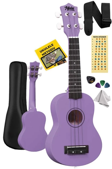 Midex UKX-901PRP Mor Soprano Ukulele (Askı Çanta Metod Pena) ürün görseli 1