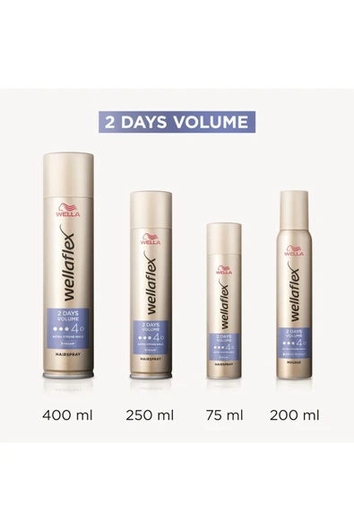 WELLA WELLAFLEX 2 DAYS VOLUME 2 GÜN BOYUNCA HACİM VEREN SAÇ SPREYİ EXTRA STRONG HOLD  75 ML - 4/5 HOLD - 7