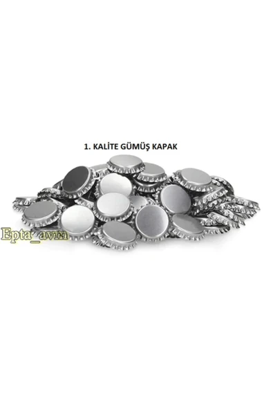 meydan sofrası Ermiya 100 Adet Konserve Şişe Soda, Gazoz Kapağı Baskısız Gümüş Renk ürün görseli